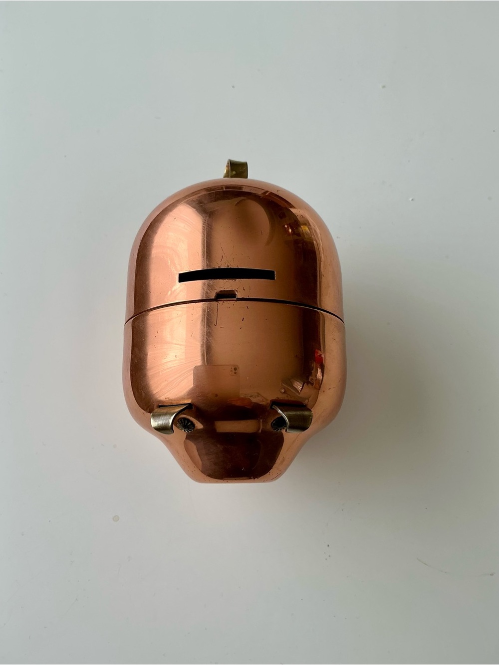 VTG Coppercraft Guild Copper Piggy Bank MCM Brass Leg Figural Coin Bank ArtDeco - Picture 7 of 9